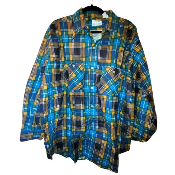 Vntg 50 Mens P-N-H Plaid Cotton Flannel Shirt Swiftie Size 17 Kurt Cobain USA - Picture 1 of 9